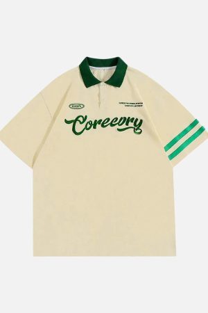 Concert Outfit Letter Embroidered Polo Shirt