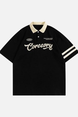 Concert Outfit Letter Embroidered Polo Shirt