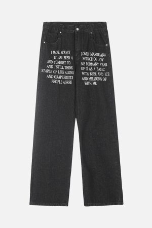 Concert Outfit Letter Embroidery Hip-Hop Washed Jeans