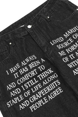 Concert Outfit Letter Embroidery Hip-Hop Washed Jeans