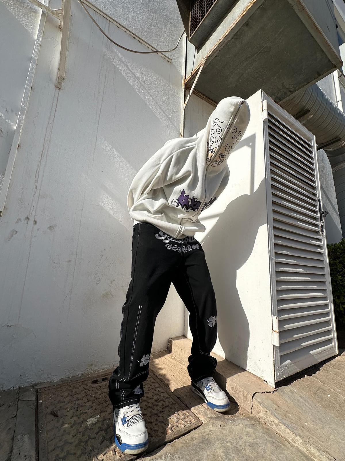 Concert Outfit Letter Lucky Clover Embroidered Baggy Jeans Concert Outfit Letter Lucky Clover Embroidered Baggy Jeans