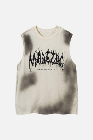 Concert Outfit Letter Patchwork Gradient Tank Top
