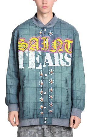 Concert Outfit Letter Print Quilted Bomber Jacket