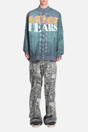 Concert Outfit Letter Print Quilted Bomber Jacket