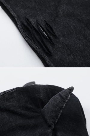 Concert Outfit Letter Print Ripped Hooded Tee