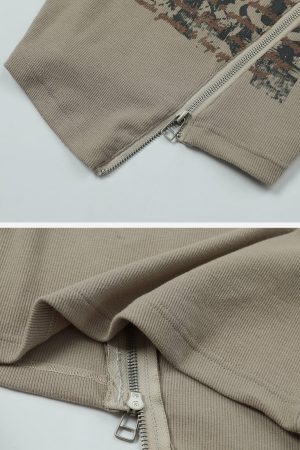 Concert Outfit Letter Printing Zip Tee