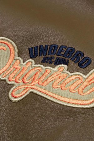 Concert Outfit Lettering Embroidered Leather Bomber Jacket