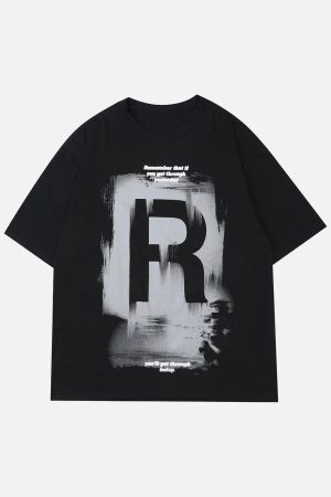 Concert Outfit Lettering Graffiti Print Tee