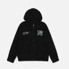 Concert Outfit Lettering Print Zip-Up Hoodie