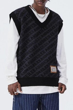 Concert Outfit Letters Graphic Sweater Vests