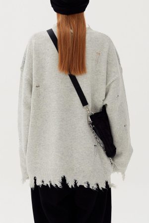 Concert Outfit Letters Ripped Hole Sweater