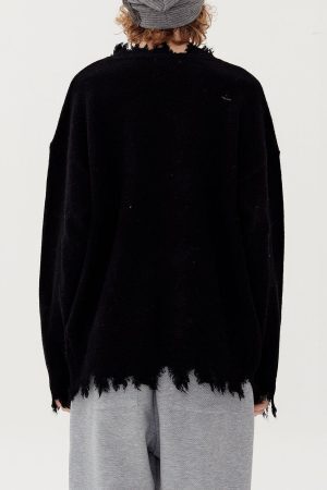 Concert Outfit Letters Ripped Hole Sweater