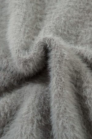 Concert Outfit Lightning Graphic Imitation Mink Fur Zip Up Sweater