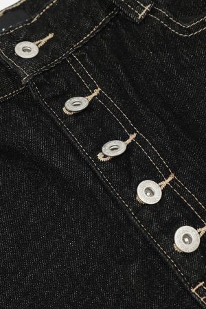 Concert Outfit Line Embroidery Barrel Loose Jeans