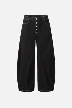 Concert Outfit Line Embroidery Barrel Loose Jeans