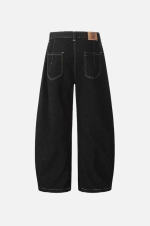 Concert Outfit Line Embroidery Barrel Loose Jeans