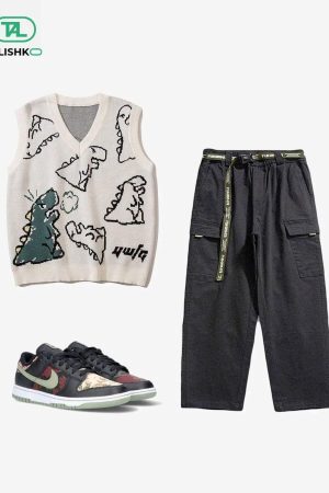 Concert Outfit Little Dinosaur Graphic Sweater Vest