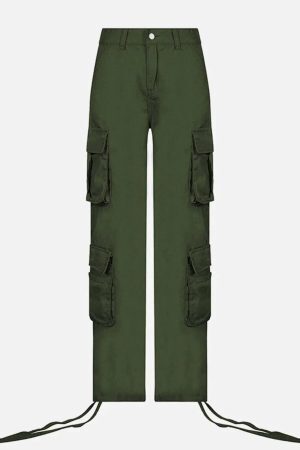 Concert Outfit Long Ribbon Low Waist Cargo Pants