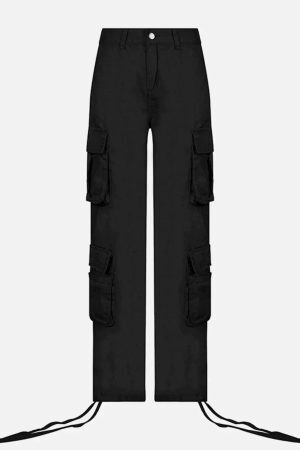 Concert Outfit Long Ribbon Low Waist Cargo Pants