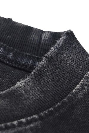 Concert Outfit Loose Retro Ribbed Print Washed T-Shirt