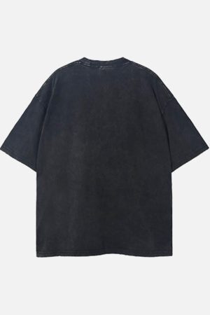 Concert Outfit Loose Retro Ribbed Print Washed T-Shirt