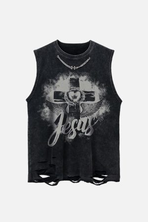 Concert Outfit Love Cross Street Rap Sleeveless Vest