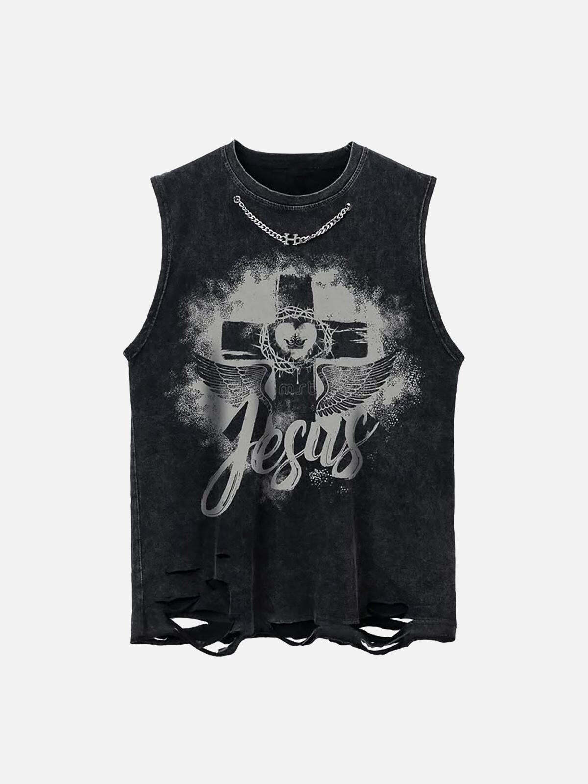 Concert Outfit Love Cross Street Rap Sleeveless Vest Concert Outfit Love Cross Street Rap Sleeveless Vest