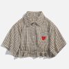 Concert Outfit Love Embroidered Plaid Tee