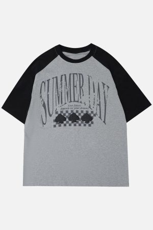 Concert Outfit Love Heart Print Patchwork Tee