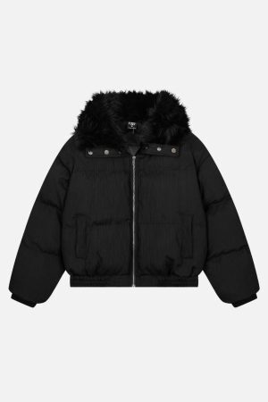 Concert Outfit Luxe Collar Puffer Coat