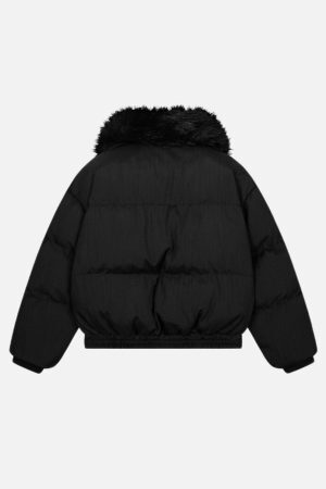 Concert Outfit Luxe Collar Puffer Coat
