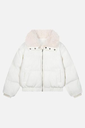 Concert Outfit Luxe Collar Puffer Coat
