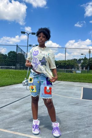 Concert Outfit Made Retro Skull Letter Foam T-Shirt