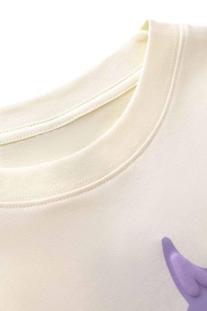 Concert Outfit Made Retro Skull Letter Foam T-Shirt