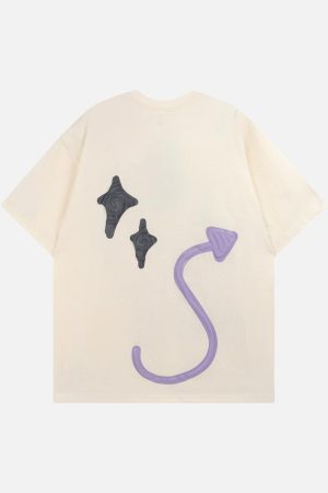 Concert Outfit Made Retro Skull Letter Foam T-Shirt