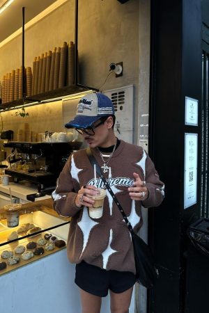 Concert Outfit Maillard Star Tassel Ripped Sweater