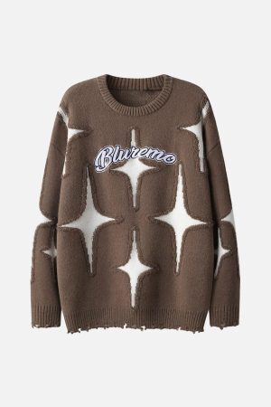 Concert Outfit Maillard Star Tassel Ripped Sweater