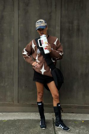 Concert Outfit Maillard Star Tassel Ripped Sweater