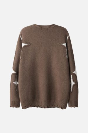 Concert Outfit Maillard Star Tassel Ripped Sweater