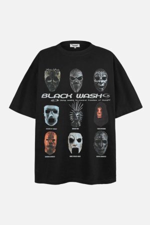 Concert Outfit Masked Mystery Iconic Faces Graphic Tee