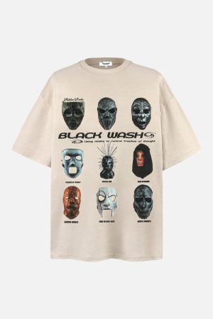 Concert Outfit Masked Mystery Iconic Faces Graphic Tee