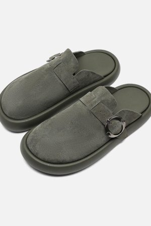Concert Outfit Matte Suede Handmade Closed Toe Half-Slip Birkenstock Shoes