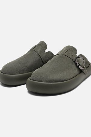 Concert Outfit Matte Suede Handmade Closed Toe Half-Slip Birkenstock Shoes