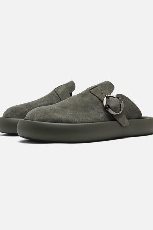 Concert Outfit Matte Suede Handmade Closed Toe Half-Slip Birkenstock Shoes