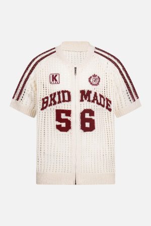 Concert Outfit Mesh Zip-Up Sports Jersey Short Sleeve Shirt