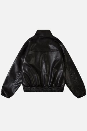 Concert Outfit Metal Buckle Faux Leather Jacket