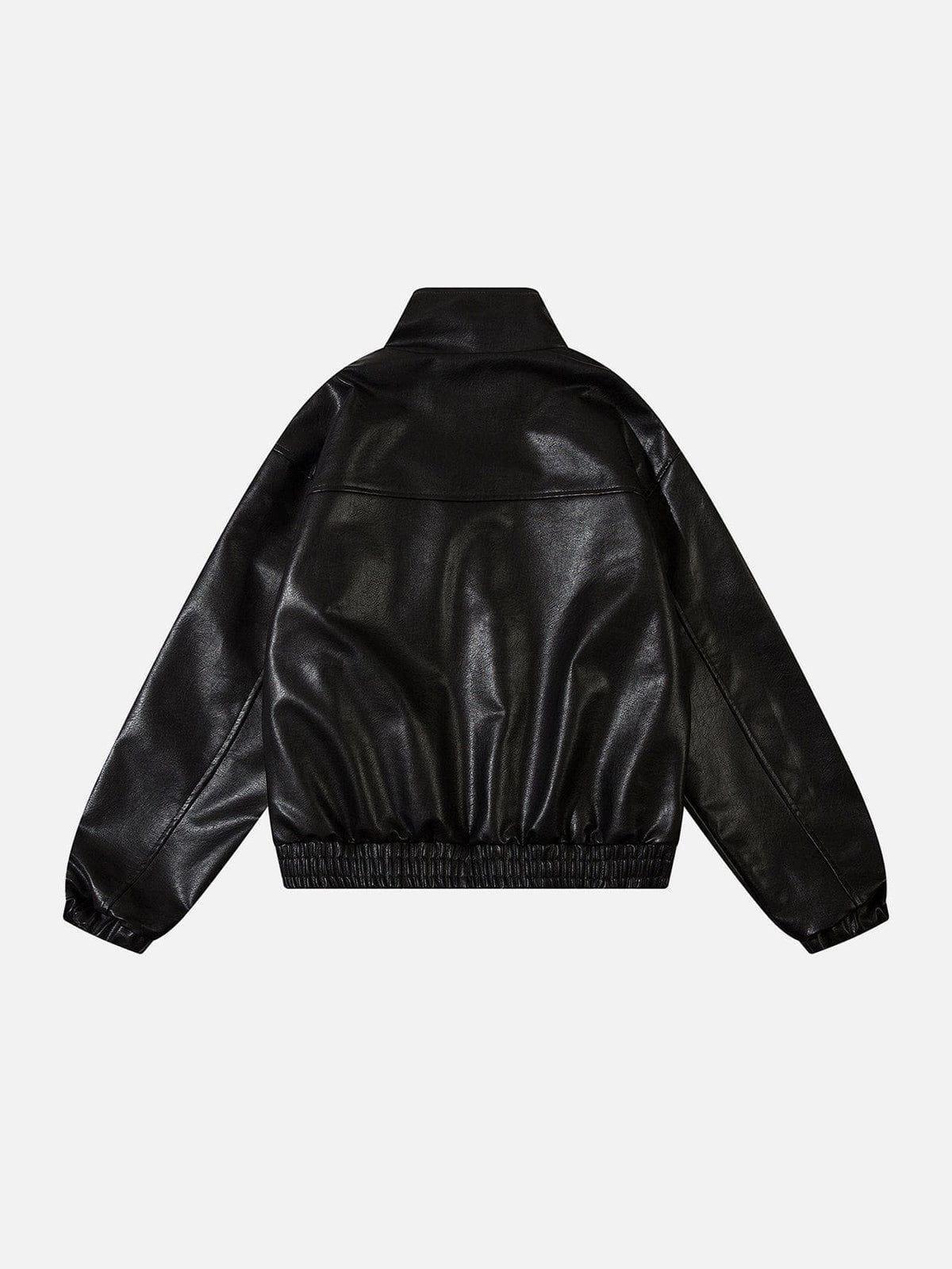 Concert Outfit Metal Buckle Faux Leather Jacket Concert Outfit Metal Buckle Faux Leather Jacket