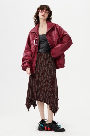 Concert Outfit Metal Buckle Faux Leather Jacket