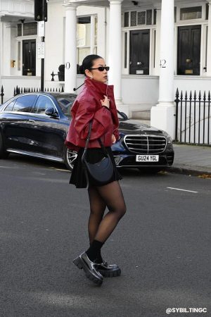 Concert Outfit Metal Buckle Faux Leather Jacket