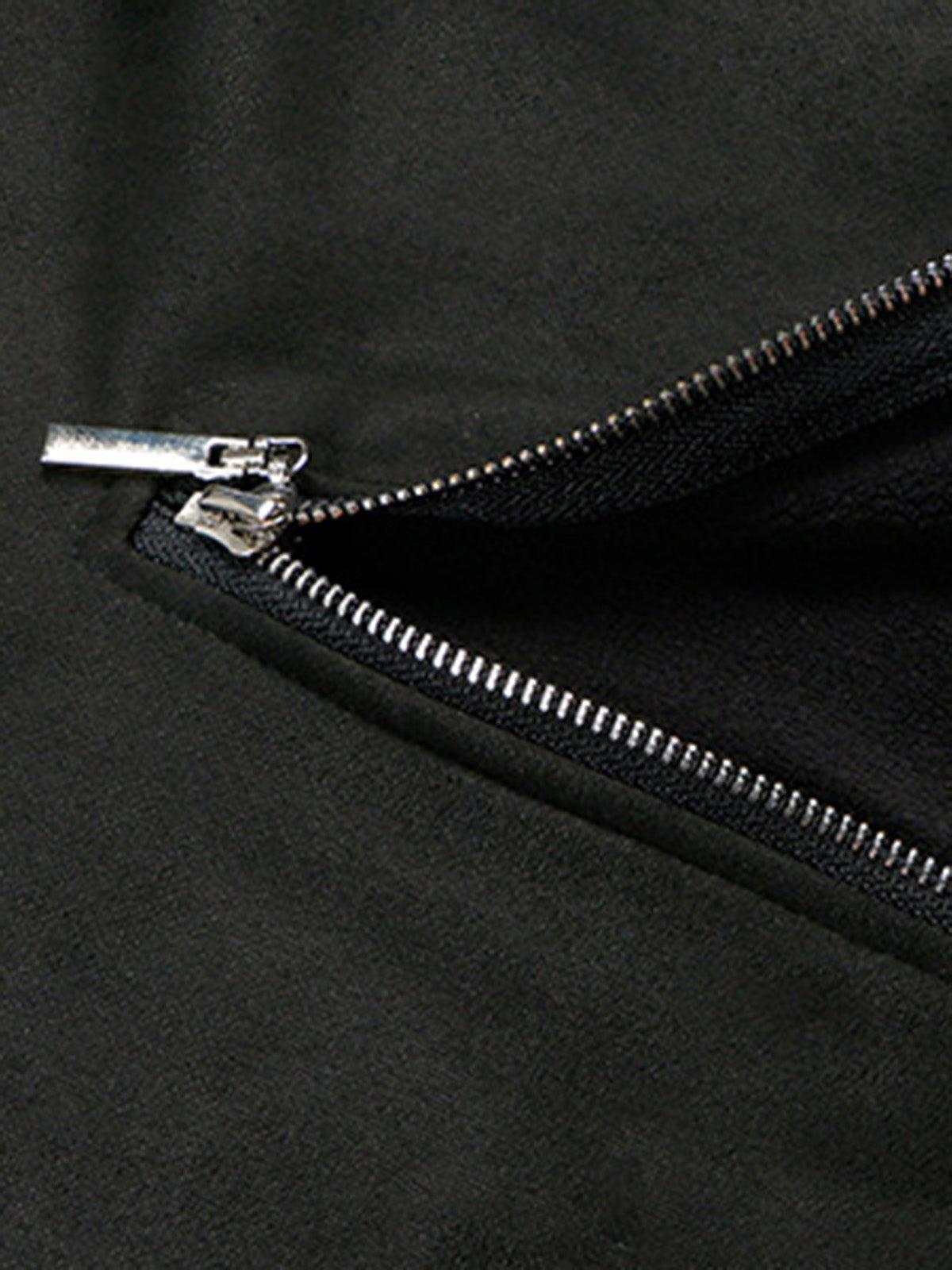 Concert Outfit Metal Button Multi Zipper Suede Fleece Sweatshirt Concert Outfit Metal Button Multi Zipper Suede Fleece Sweatshirt